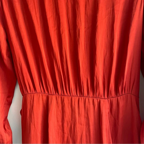 Paige parisa rust color red embroidered satin wrap dress 22260 - Picture 8 of 13